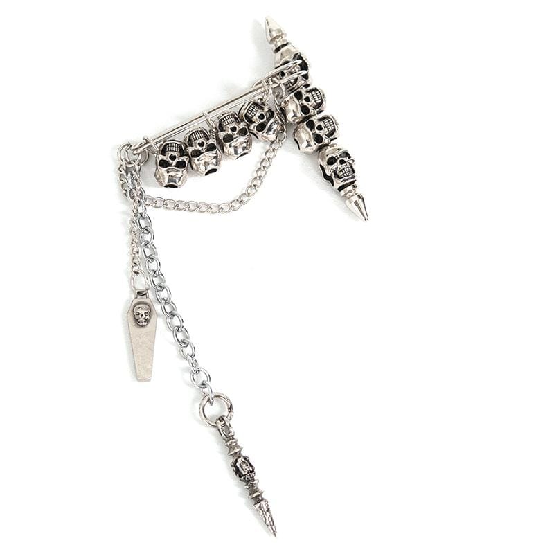 DEVIL FASHION Women's Gothic Skulls Chain Brooch