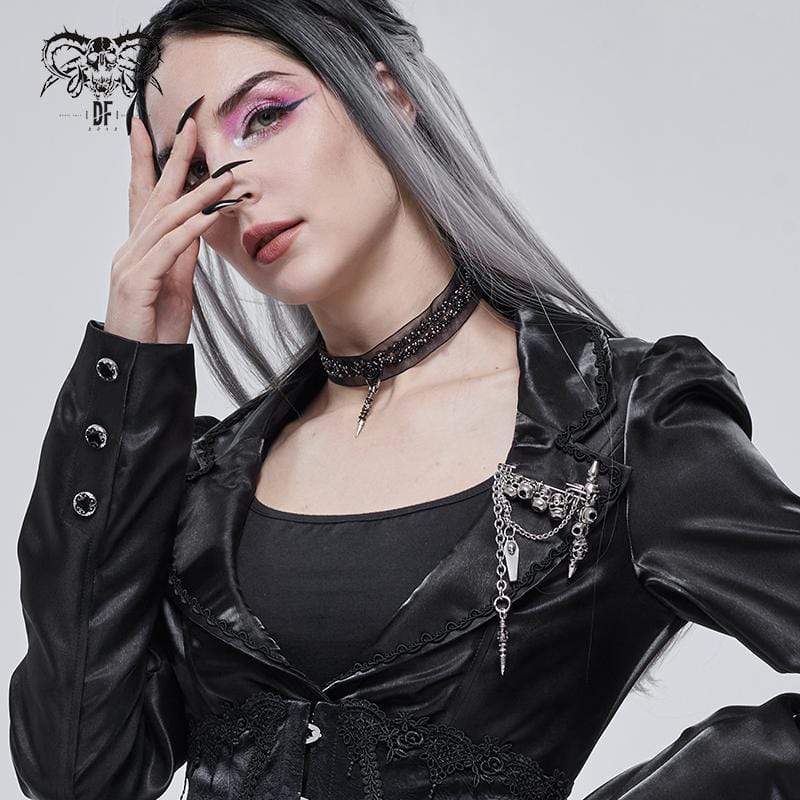 DEVIL FASHION Women's Gothic Skulls Chain Brooch