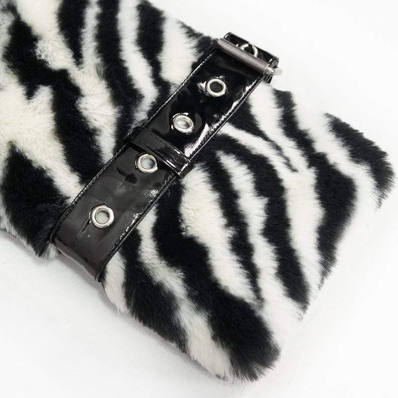 Women's Gothic Stand Collar Zebra-stripe Buckles Jacket