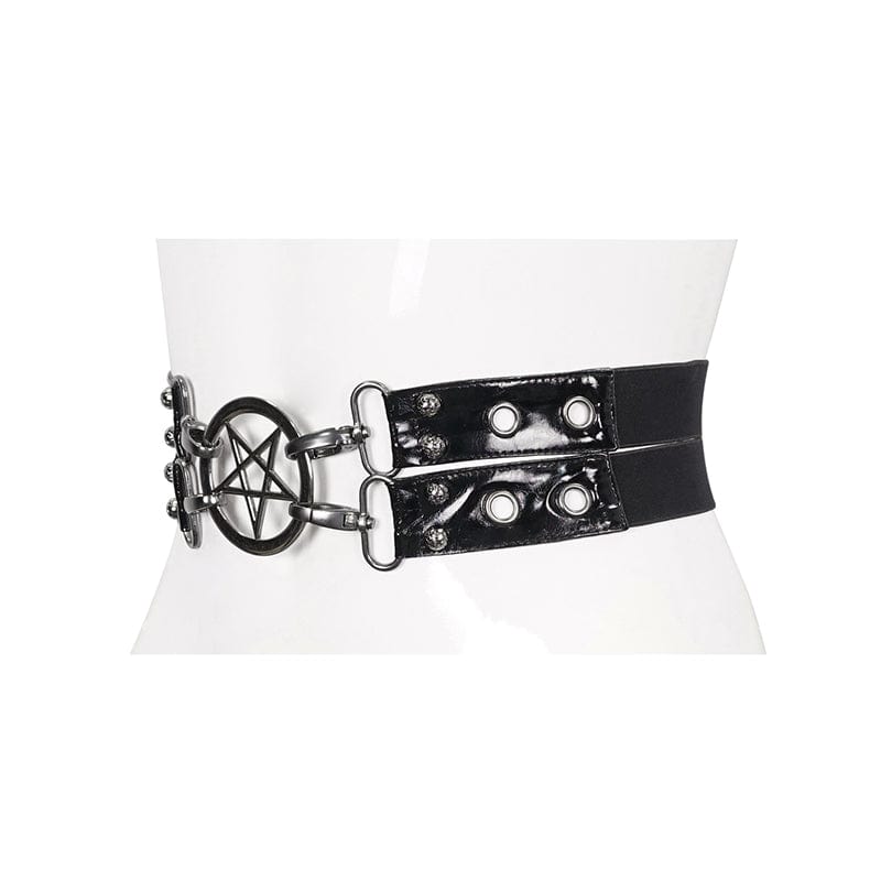 DEVIL FASHION Women's Gothic Star Double-layer Faux Leather Belt