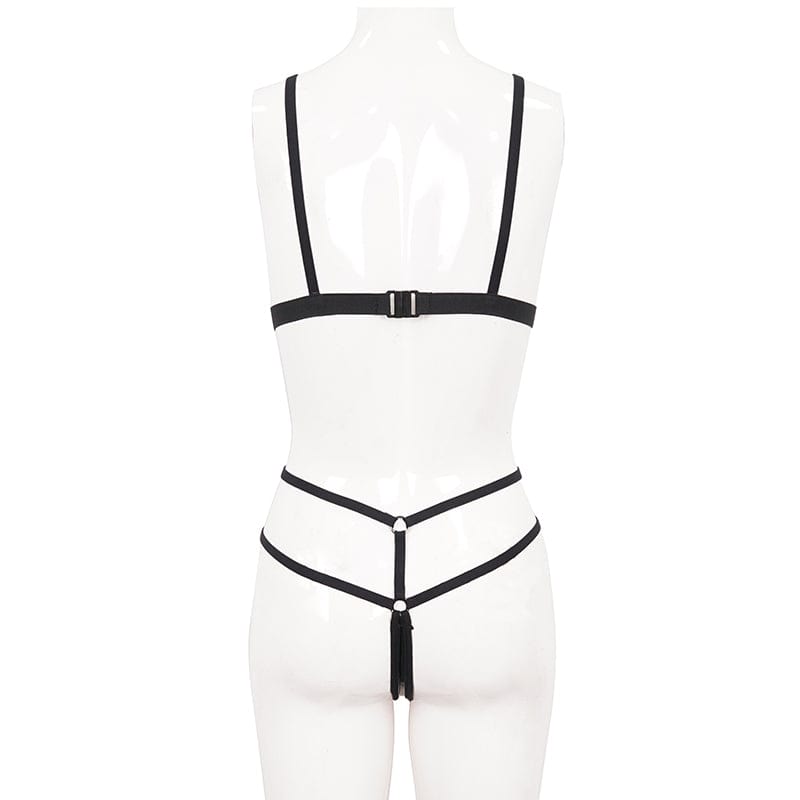 DEVIL FASHION Women's Gothic Strappy Butterfly Bustier with Lingerie