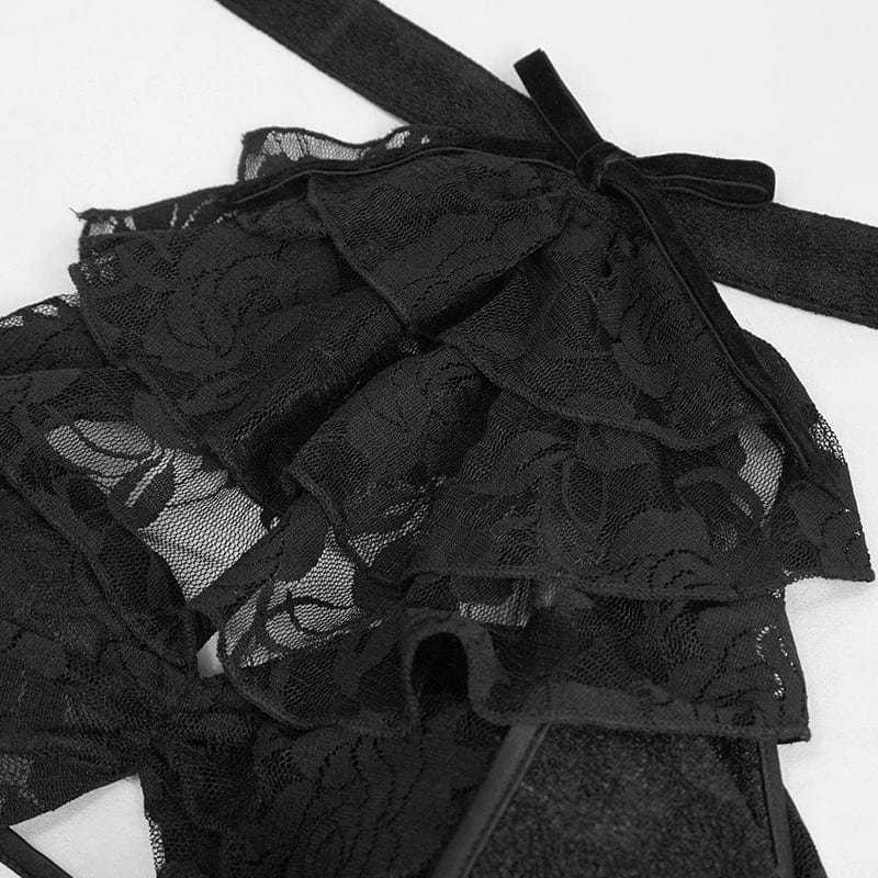 DEVIL FASHION Women's Gothic Strappy Cutout Lace Swimsuit