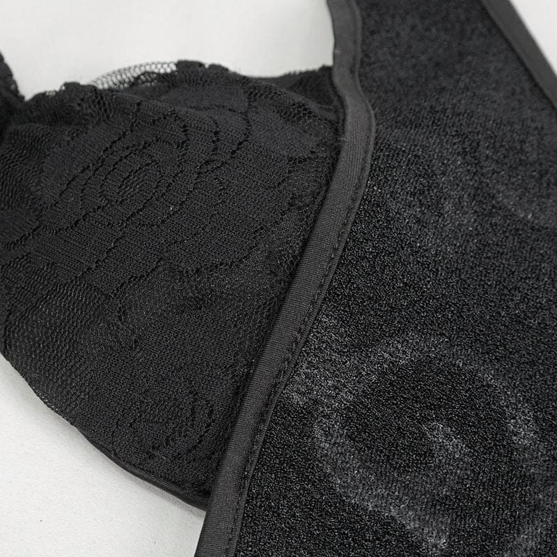 DEVIL FASHION Women's Gothic Strappy Cutout Lace Swimsuit