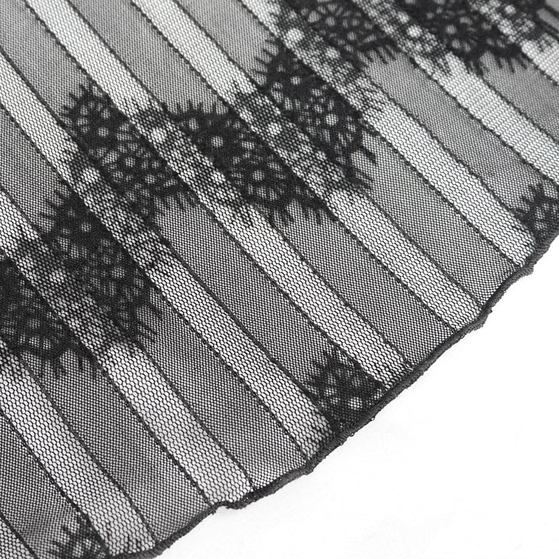 DEVIL FASHION Women's Gothic Strappy Lace Splice Flared Leggings