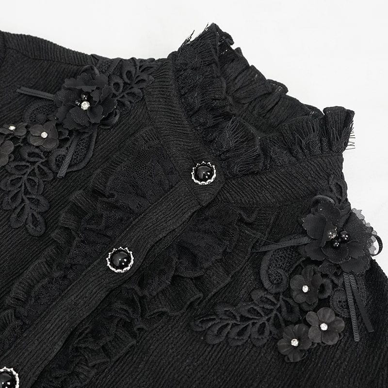 DEVIL FASHION Women's Gothic Strappy Puff Sleeved Ruched Black Shirt