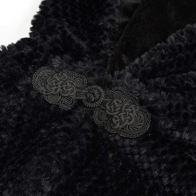 DEVIL FASHION Women's Gothic Strappy Unedged Cloak with Hood Black