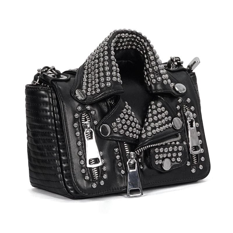 DEVIL FASHION Women's Gothic Turn-down Collar Nailed Bag