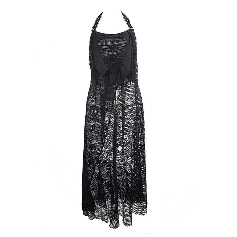 DEVIL FASHION Women's Grunge Net Over Skirt