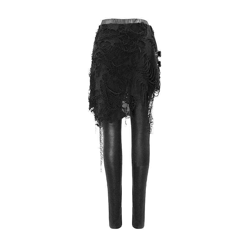 Women's Grunge Ripped Frayed Belts Leggings