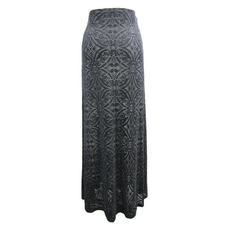 DEVIL FASHION Women's Long Punk Skirt With Sheer Net Panels