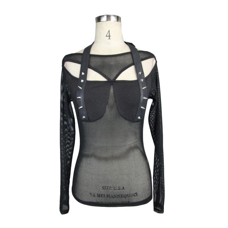 DEVIL FASHION Women's Mesh Punk Top