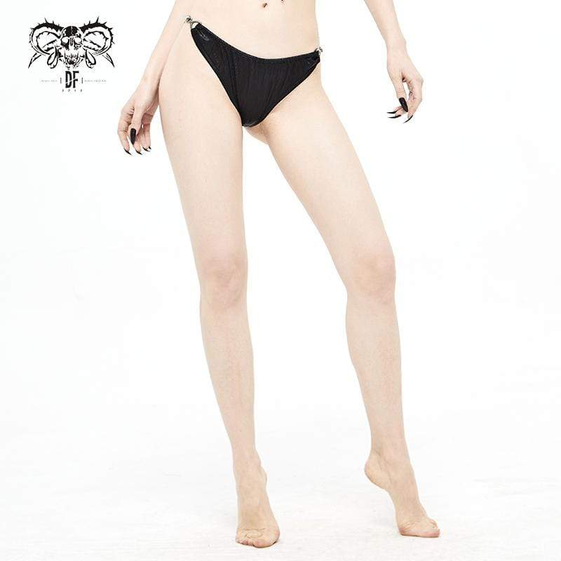 Women's Punk Black Cheeky Bikini Bottom