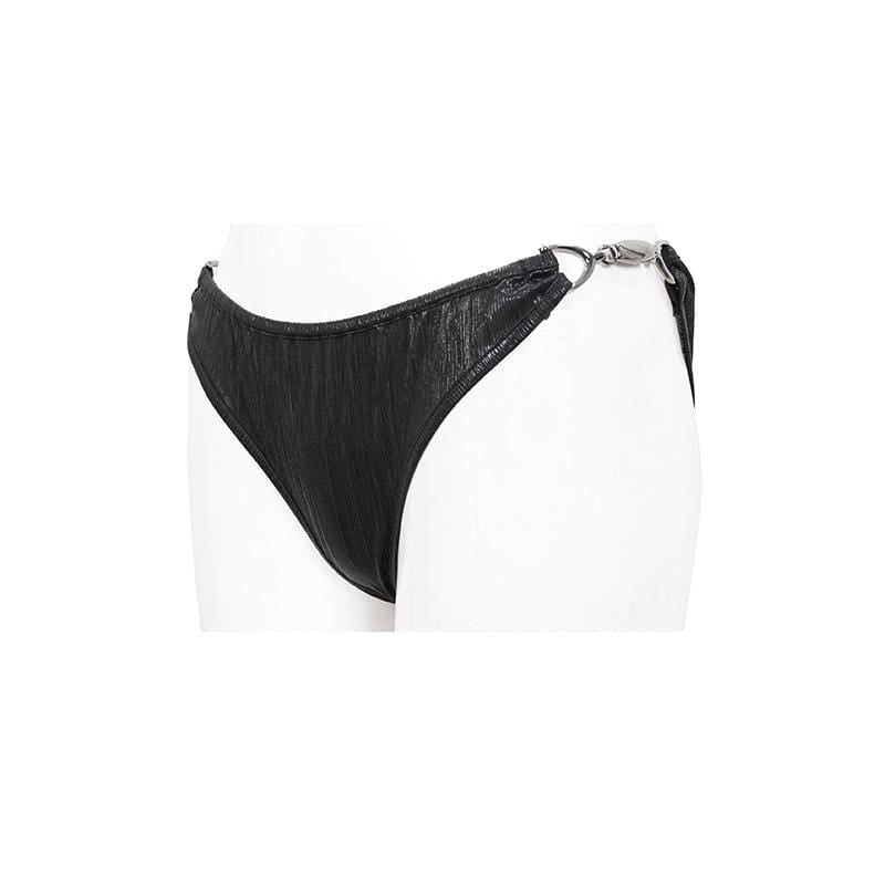 Women's Punk Black Cheeky Bikini Bottom