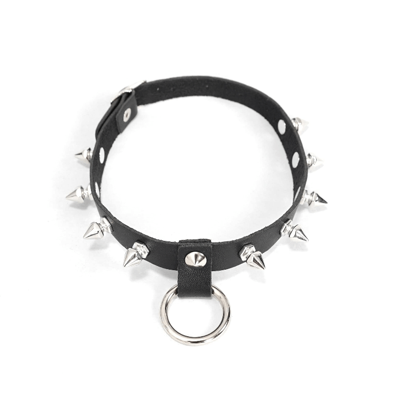 Women's Punk Black Spike Studded Neck Collar Choker