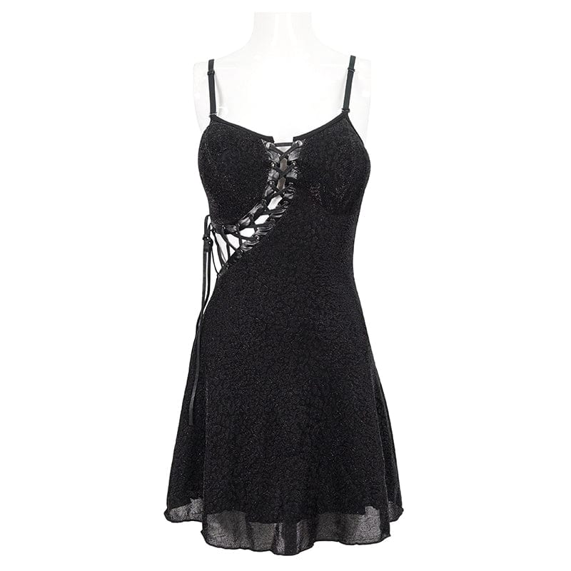 DEVIL FASHION Women's Punk Cutout Asymmetrical Strappy Slip Dress