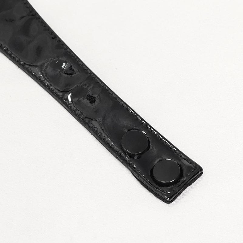 DEVIL FASHION Women's Punk Cutout Patent Leather Shorts