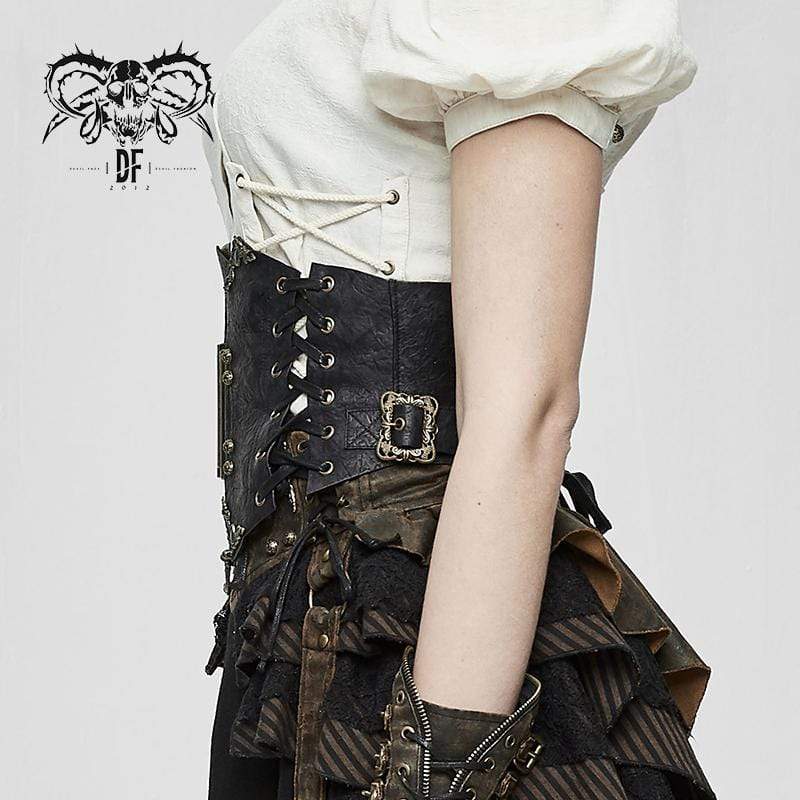 Women's Punk Floral Lace-up Underbust Corsets