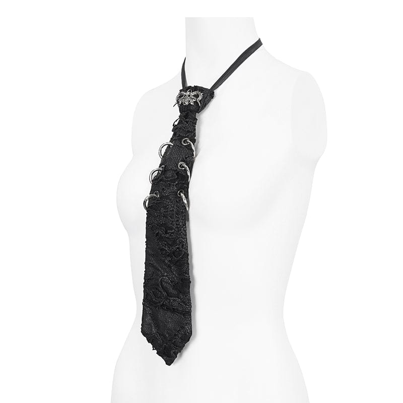 DEVIL FASHION Women's Punk Skull Ripped Tie