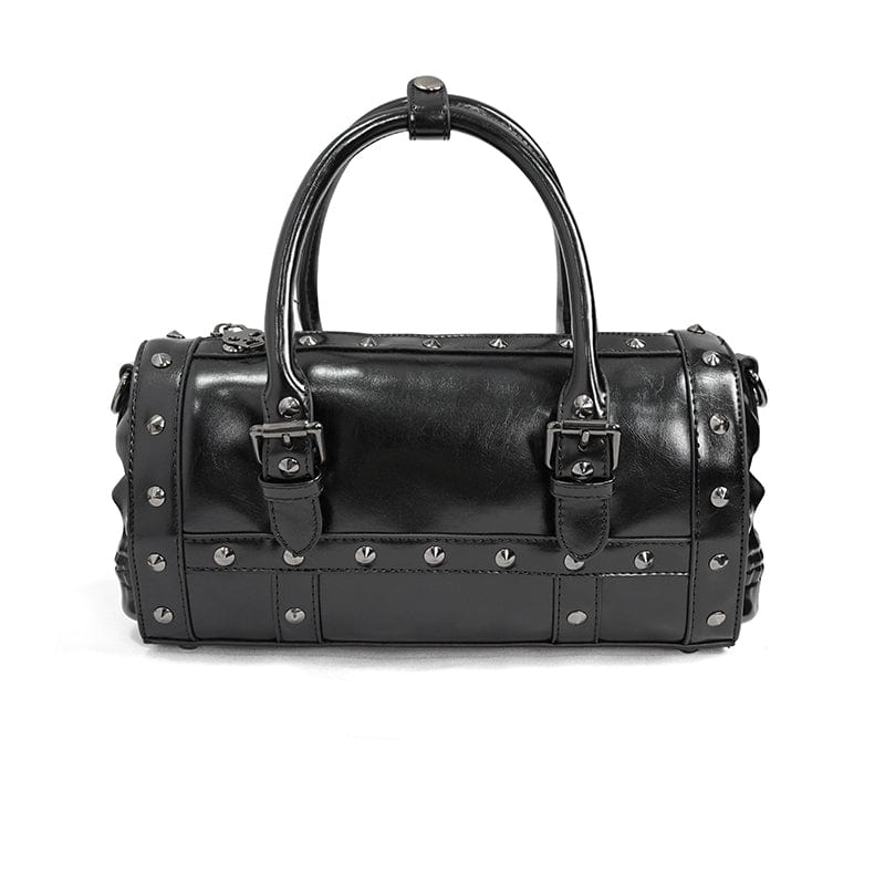 DEVIL FASHION Women's Punk Skull Rivets Faux Leather Bag