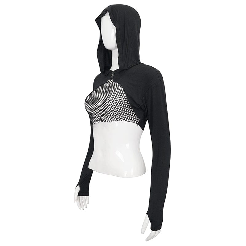 DEVIL FASHION Women's Punk Strappy Mesh Splice Cape