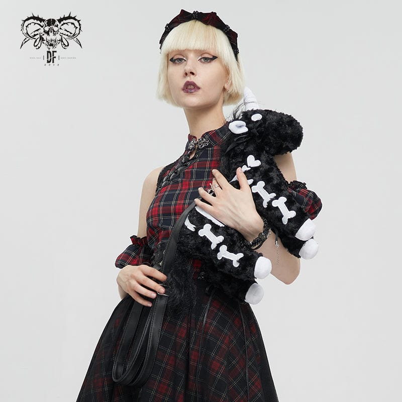 DEVIL FASHION Women's Punk Zebra Fluffy Bag