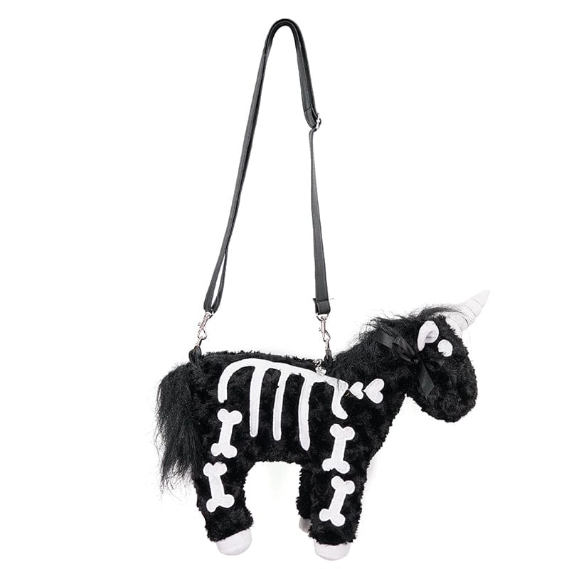 DEVIL FASHION Women's Punk Zebra Fluffy Bag