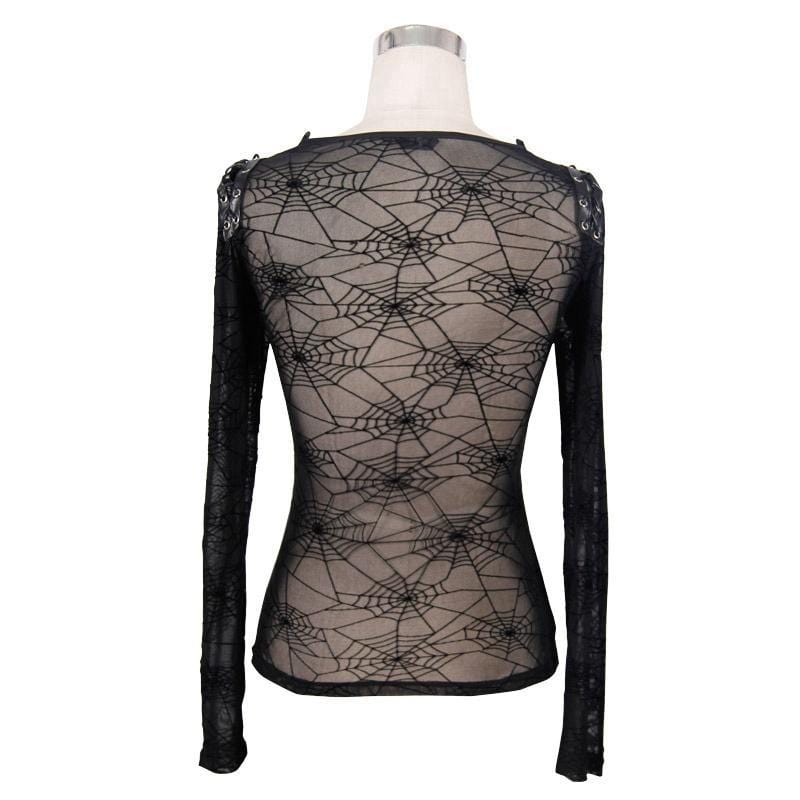 DEVIL FASHION Women's Spiderweb Short Goth Top