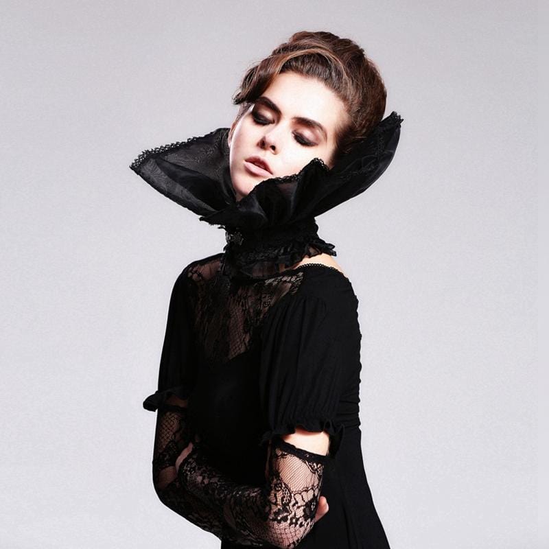 DEVIL FASHION Women's Vintage Frilled Funnel Ruff Collar
