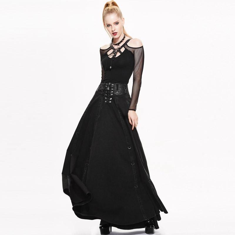 Women's Vintage Umbrella Skirt With Leather Waistband