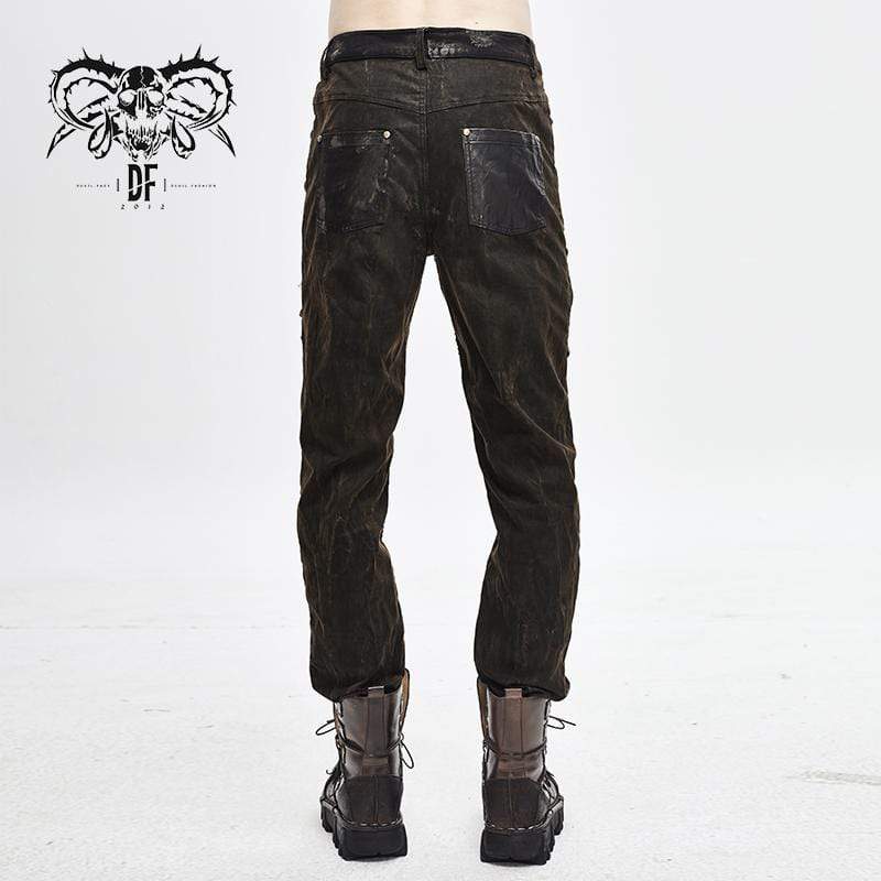 Men's Steampunk Mesh Rivets Eyelets Casual Trousers