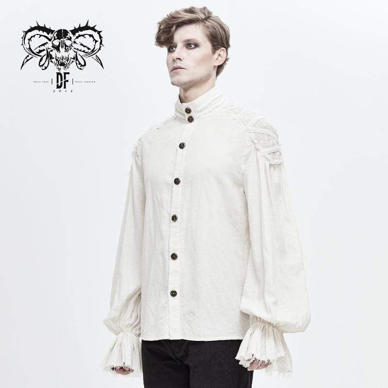 DEVILFASHION Men's Vintage Gorgeous Rococo Puff Sleeved Ruffles Shirts