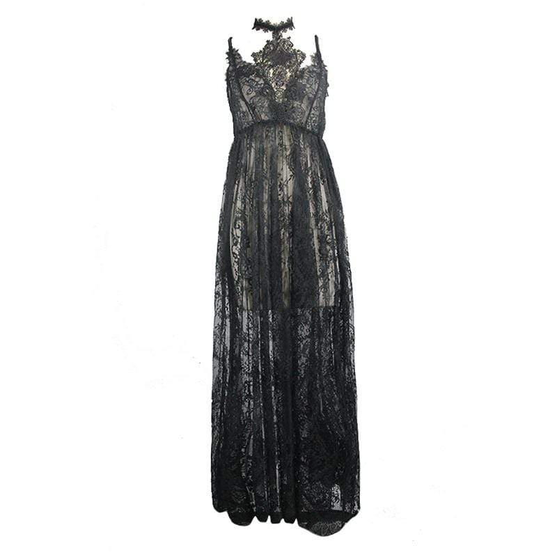 EVA LADY Women's All Lace Long Goth Dress
