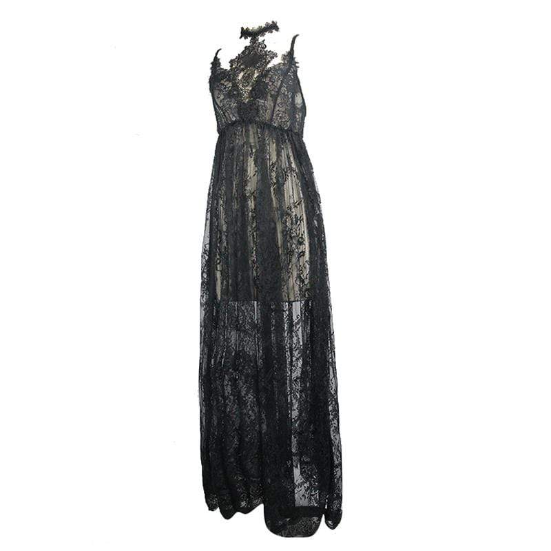 EVA LADY Women's All Lace Long Goth Dress