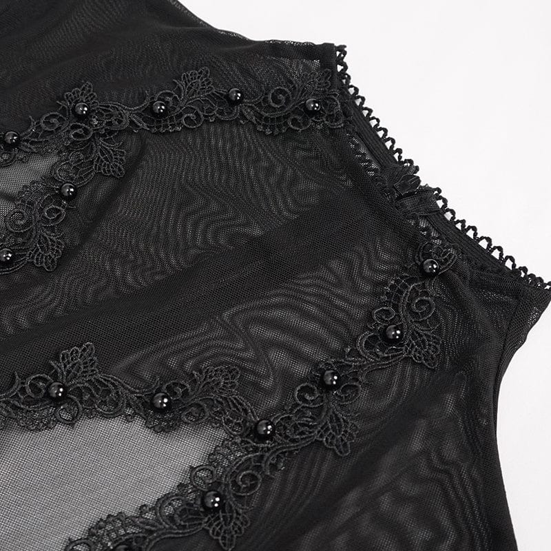 EVA LADY Women's Gothic Cutout Flare Sleeved Sexy Sheer Nightgown