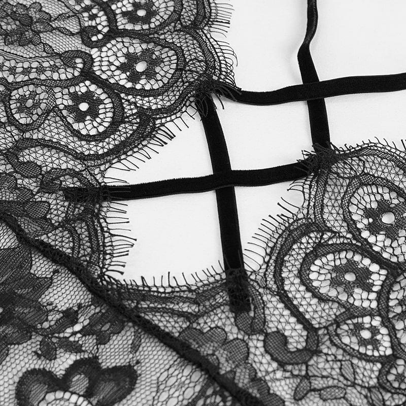 EVA LADY Women's Gothic Flare Sleeved Backless Sheer Sexy Nightgown