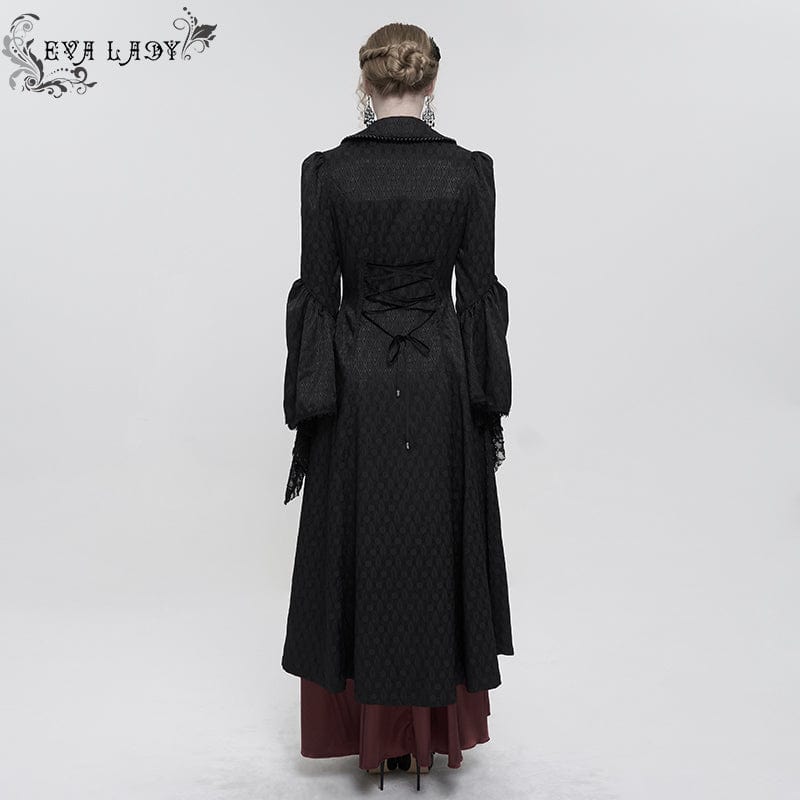 EVA LADY Women's Gothic Flared Sleeved Beaded Long Coat