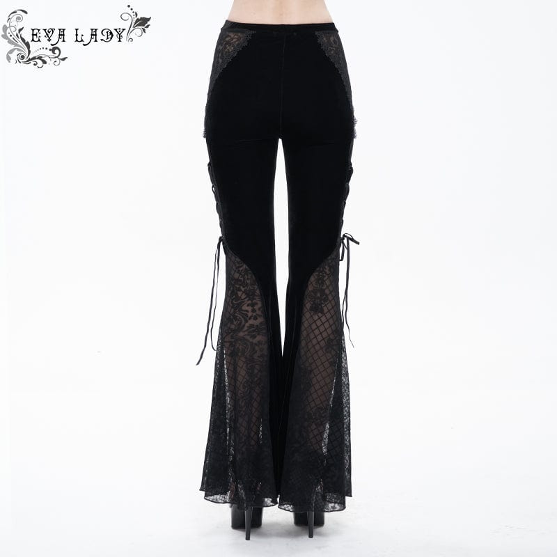 EVA LADY Women's Gothic Floral Lace Bell-bottoms