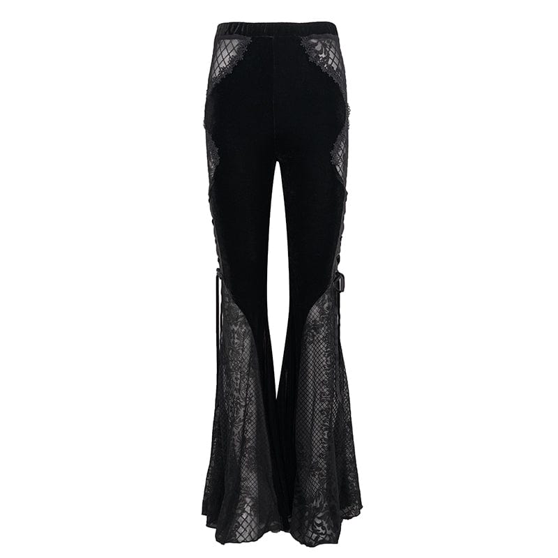 EVA LADY Women's Gothic Floral Lace Bell-bottoms