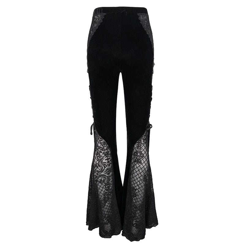 EVA LADY Women's Gothic Floral Lace Bell-bottoms