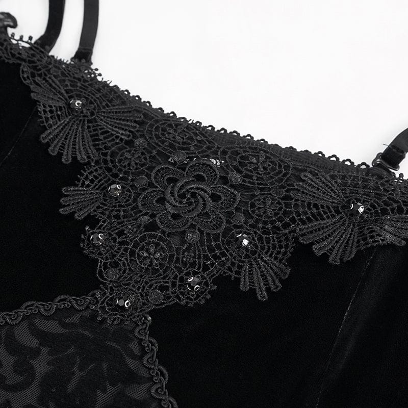 EVA LADY Women's Gothic Off Shoulder Side Slit Floral Lace Maxi Dress