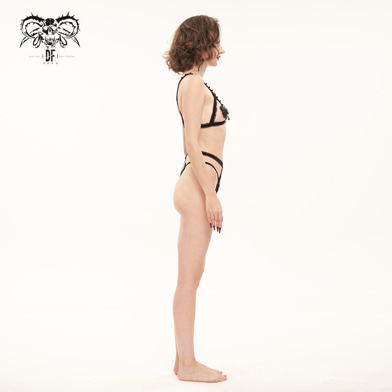 EVA LADY Women's Gothic Sexy Lace Bra lingerie Set