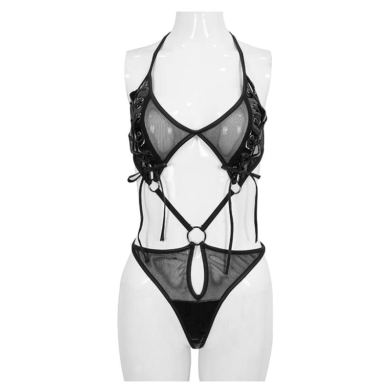 EVA LADY Women's Gothic Sheer Mesh Sexy Lingerie