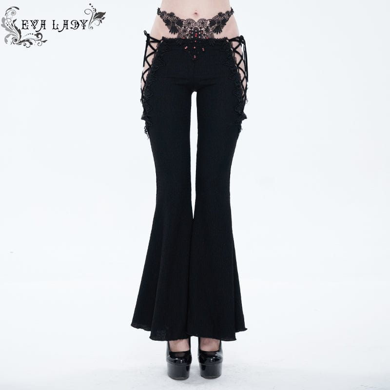 EVA LADY Women's Gothic Side Lacing-up Bell-bottoms