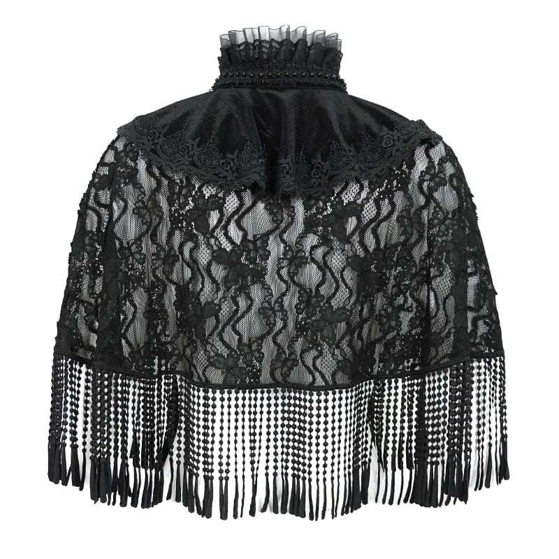 EVA LADY Women's Gothic Stand Collar Tassels Lace Cape