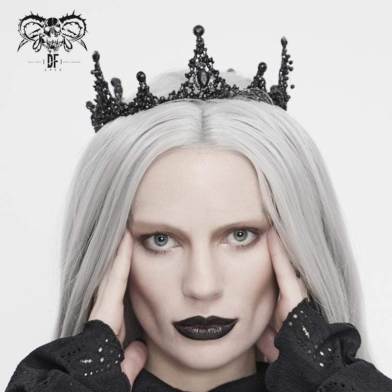 Women's Vintage Gothic Black Stone Studded Tiara