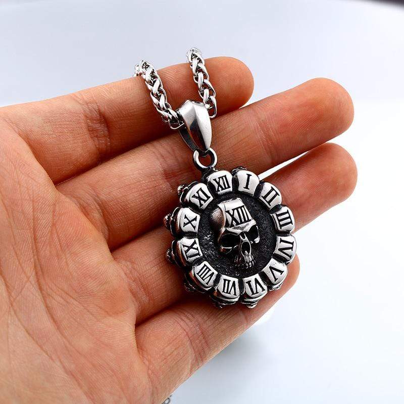 Men's Gothic Punk Skull Flower Necklace