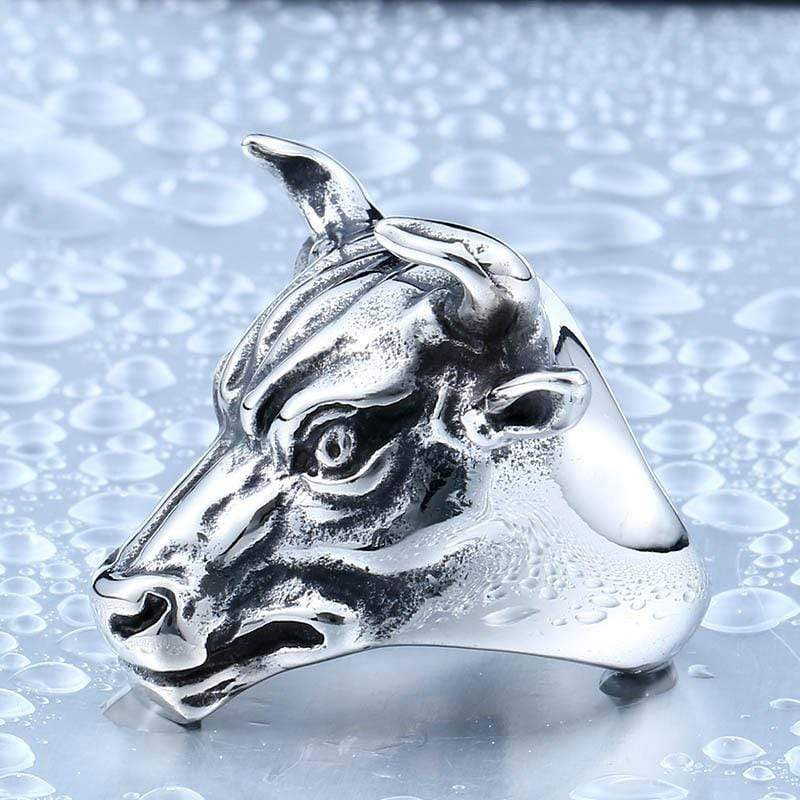 Men's Punk Bull Head of Wall Street Rings