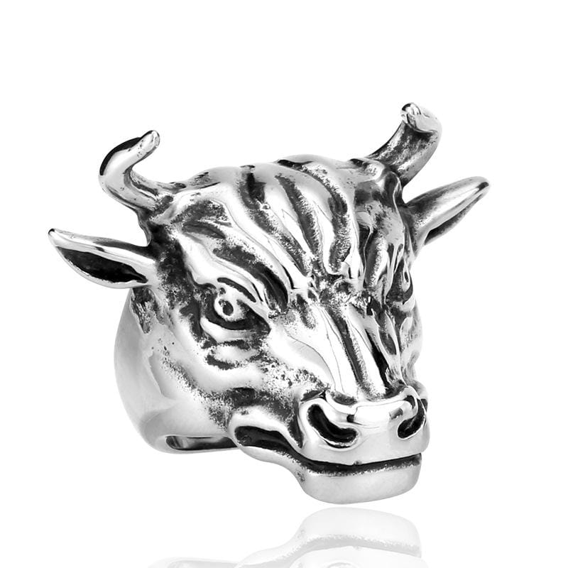 Men's Punk Bull Head of Wall Street Rings