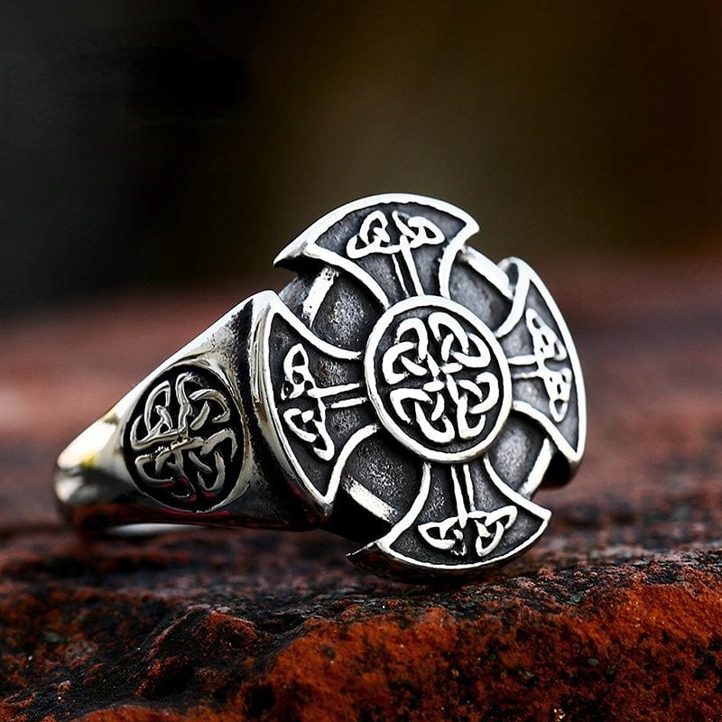 Kobine Men's Punk Cross Celtic Knot Ring