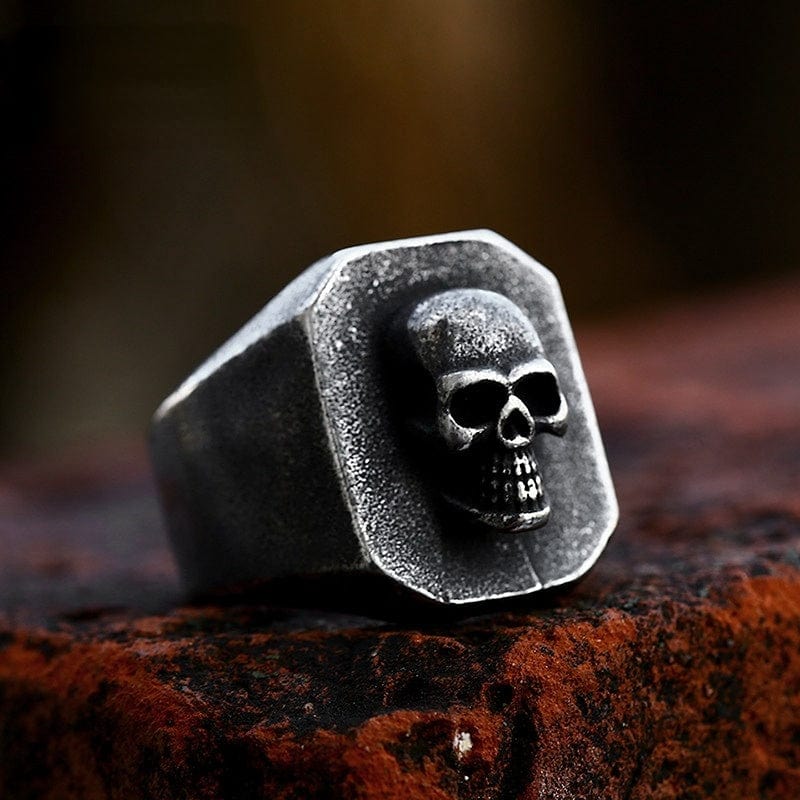 Kobine Men's Punk Distressed Skull Ring